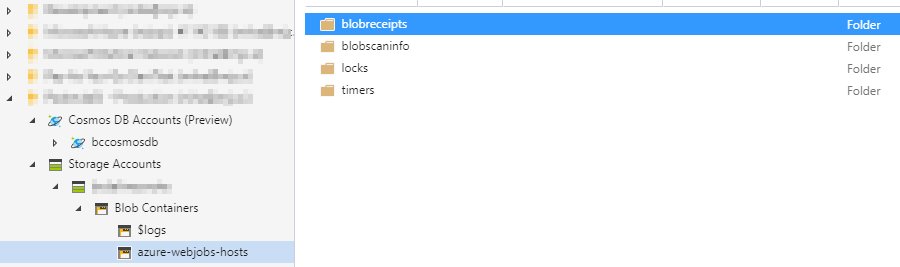 Go to blobreceipts folder inside azure-webjobs-hosts container.