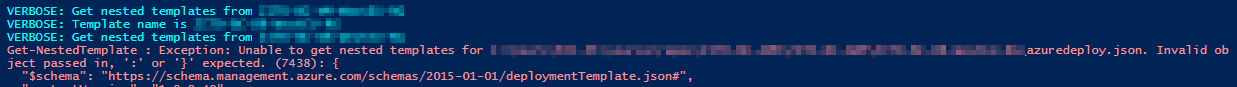 Invalid JSON syntax error message.